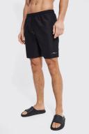 Mens Black Tall Man Signature Mid Length Swim Shorts