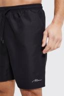 Mens Black Tall Man Signature Mid Length Swim Shorts