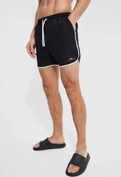 Mens Black Tall Man Signature Runner Swim Shorts