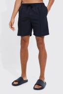 Mens Black Tall Mid Length Pintuck Swim Shorts