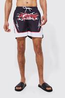 Mens Black Tall Mid Length Racing Swim Shorts