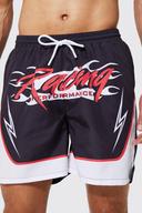Mens Black Tall Mid Length Racing Swim Shorts