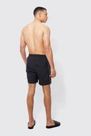 Mens Black Tall Mid Length Worldwide Tape Swim Shorts