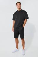 Mens Black Tall Oversized Scuba T-Shirt and Short Set
