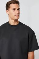 Mens Black Tall Oversized Scuba T-Shirt and Short Set