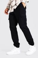 Mens Black Tall Regular Fit Cargo Trousers