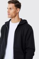 Mens Black Tall Regular Fit Zip Through Hoodie