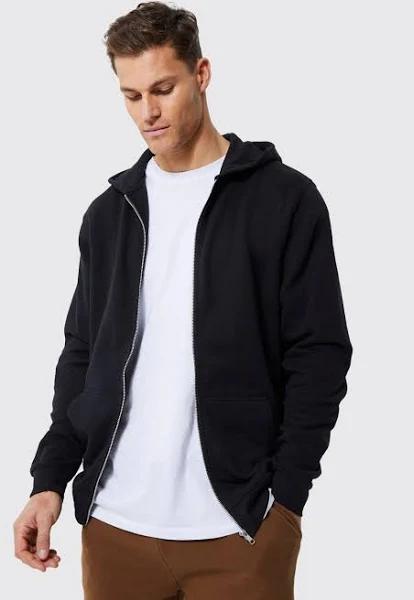 Mens Black Tall Regular Fit Zip Through Hoodie