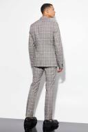 Mens Black Tall Skinny Check Suit Trousers