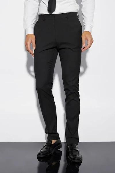 Mens Black Tall Skinny Suit Trousers