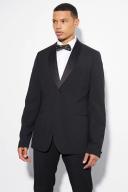 Mens Black Tall Skinny Tuxedo Single Breasted Jacket