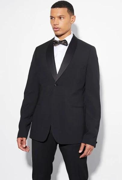 Mens Black Tall Skinny Tuxedo Single Breasted Jacket