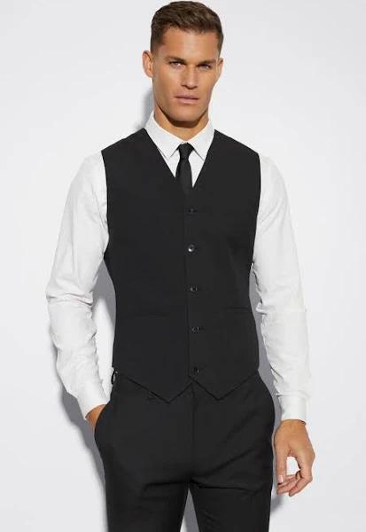 Mens Black Tall Skinny Waistcoat