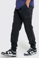 Mens Black Tall Slim Fit Cargo Trousers