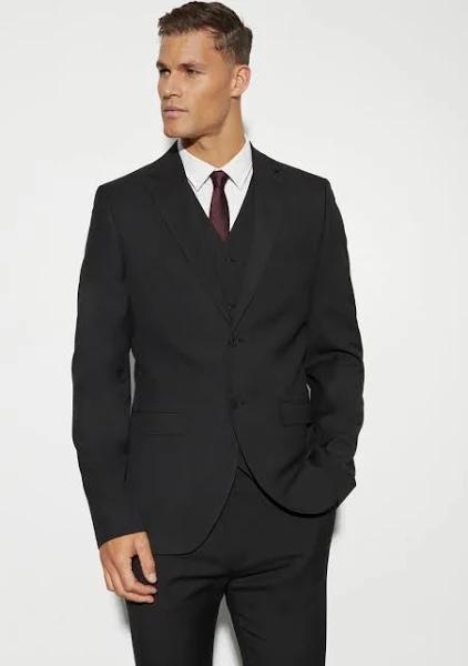 Mens Black Tall Slim Single Breasted Suit Jacket
