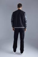 Mens Black Tall Suede Badge Bomber With PU Sleeves