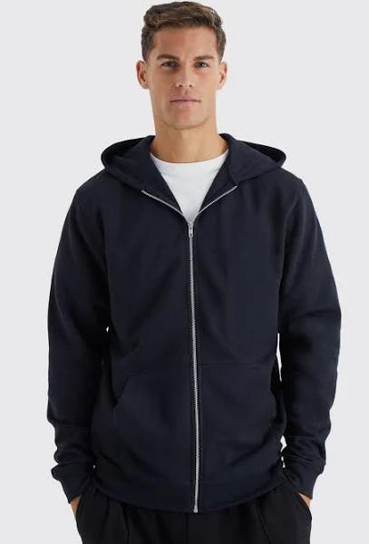 Mens Black Tall Zip Through Hoodie