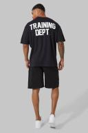 Mens Black Training Dept Oversized Short Set