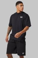 Mens Black Training Dept Oversized Short Set