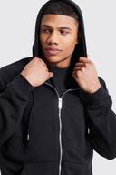 Mens Black Zip Through Hoodie