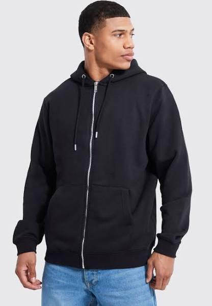Mens Black Zip Through Hoodie