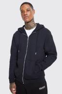 Mens Black Zip Through Hoodie