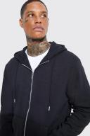 Mens Black Zip Through Hoodie