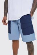 Mens Blue Elastic Lightweight Comfort Cargo Short