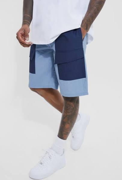Mens Blue Elastic Lightweight Comfort Cargo Short