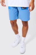 Mens Blue Elastic Relaxed Lightweight Stretch Colour Block Cargo