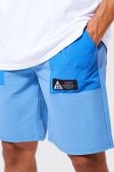 Mens Blue Elastic Relaxed Lightweight Stretch Colour Block Cargo