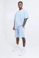 Mens Blue Man Oversized Towelling T-Shirt and Short Set