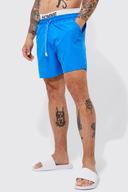 Mens Blue Mid Length Homme Waistband Swim Shorts