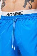 Mens Blue Mid Length Homme Waistband Swim Shorts