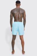 Mens Blue Mid Length Ripstop Swim Shorts