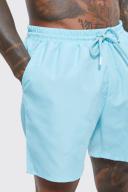 Mens Blue Mid Length Ripstop Swim Shorts
