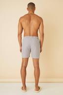 Mens Blue Mid Length Striped Seersucker Swim Shorts
