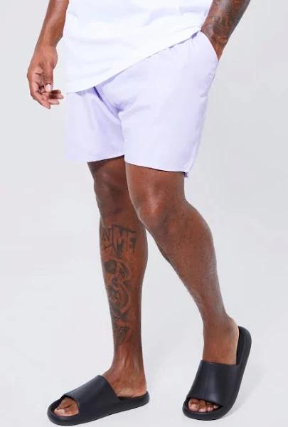 Mens Blue Plus Mid Length Man Waistband Swim Shorts
