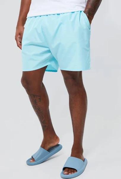 Mens Blue Plus Mid Length Ripstop Swim Shorts