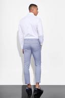 Mens Blue Skinny Crop Turn Up Hem Check Suit Trousers