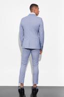 Mens Blue Skinny Single Breasted Check Suit Jacket