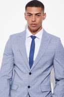 Mens Blue Skinny Single Breasted Check Suit Jacket