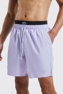 Mens Blue Tall Mid Length Man Waistband Swim Shorts