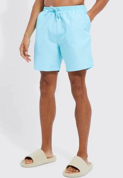 Mens Blue Tall Mid Length Ripstop Swim Shorts