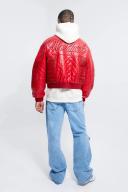 Mens Boxy Fit PU Quilted Collared Bomber
