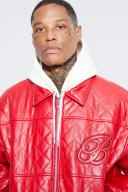 Mens Boxy Fit PU Quilted Collared Bomber