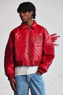 Mens Boxy Fit PU Quilted Collared Bomber