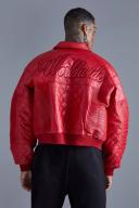 Mens Boxy Fit PU Quilted Collared Bomber