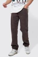 Mens Brown Tall Overdyed Straight Leg Stacked Jean