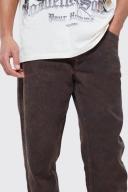Mens Brown Tall Overdyed Straight Leg Stacked Jean